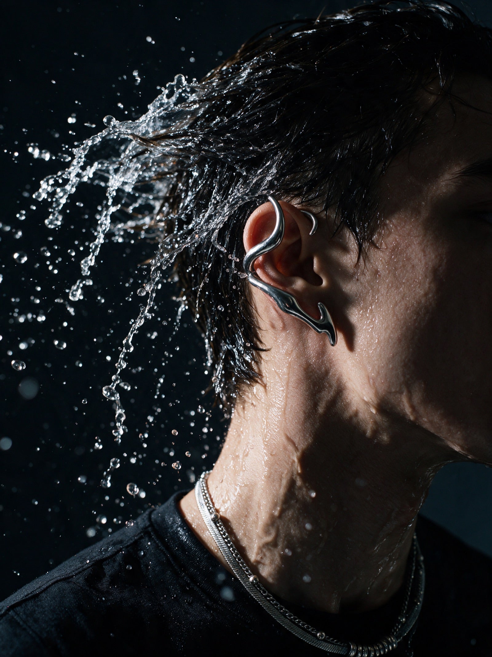 Model wearing a Project Oblivion ear cuff